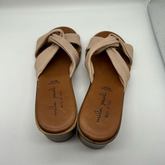 Mila Paoli Leather Soft Knot Heel Sandals Made in Italy - Picture 4 of 11